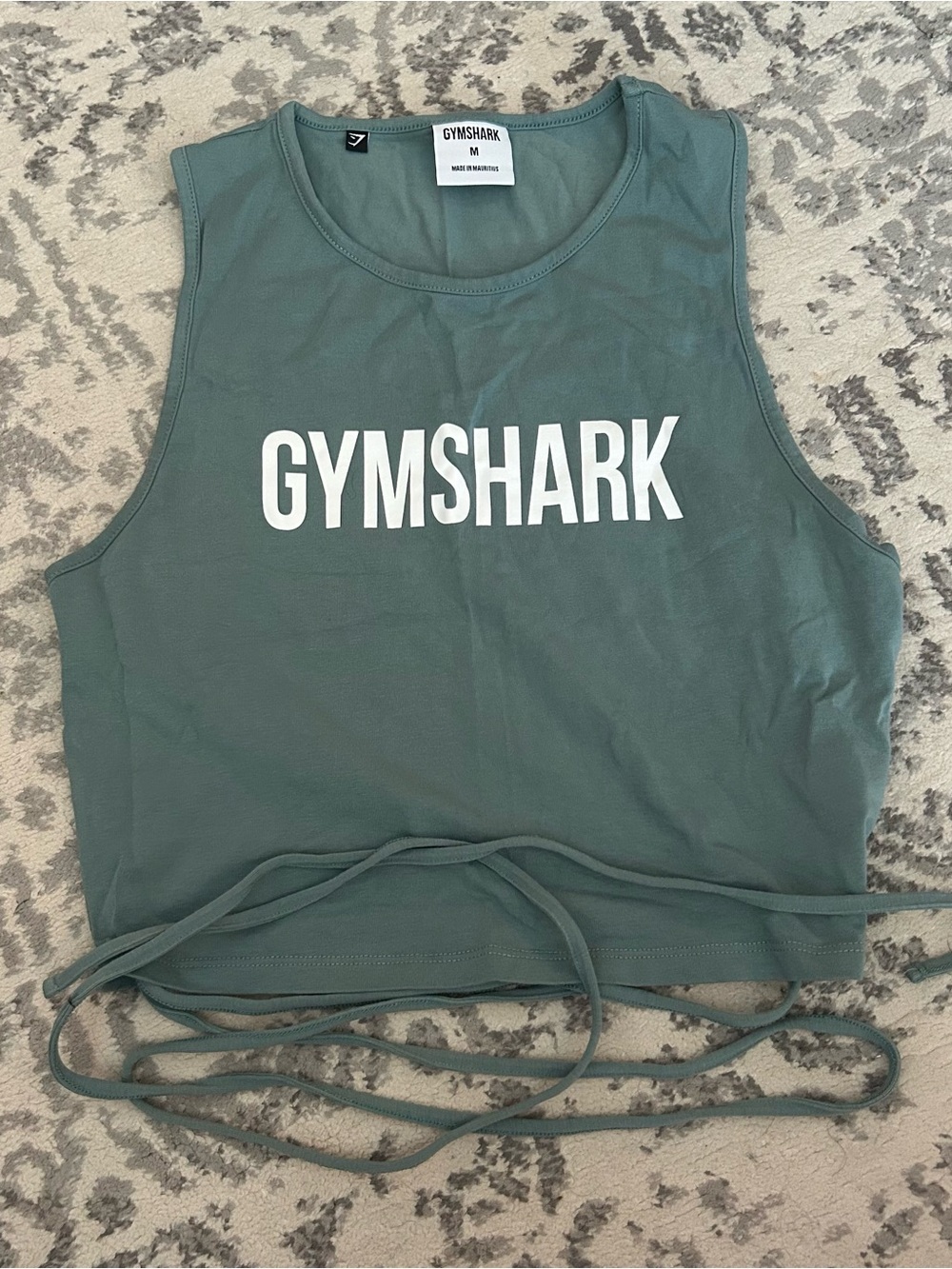 Gymshark Sage Green Cropped Tank with Adjustable Ties